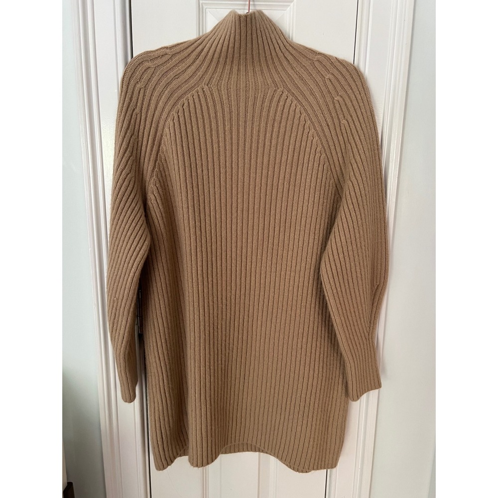 Anna Kay Womens Ribbed Knit Mock Neck Sweater Dress Tan Camel Long Sleeve